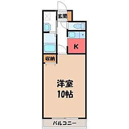 MRR宇都宮 1Kの間取図画像