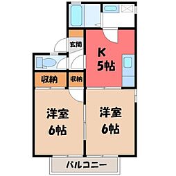 セジュールグリーンF 2DKの間取図画像