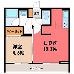 PineField 1LDKの間取図画像