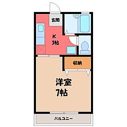 プラース宝木 1Kの間取図画像