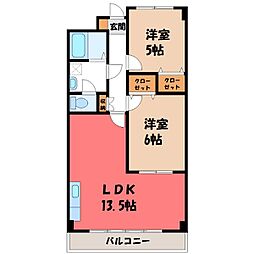 アサヒレジデンス3 2LDKの間取図画像