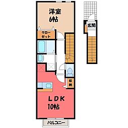 アステカ・ソレアード 1LDKの間取図画像