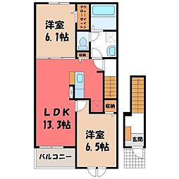 ニューライジングサン 2LDKの間取図画像