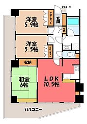 サーパス住吉 3LDKの間取図画像