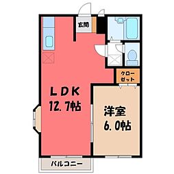 サンティア美輝A 1LDKの間取図画像