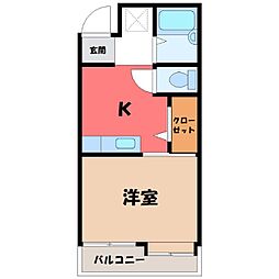 マロニエ本町館 1Kの間取図画像