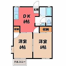 プレアデスB 2DKの間取図画像
