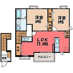 ナックサクラニュータウンB 2LDKの間取図画像