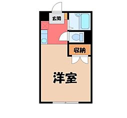 レオパレスホワイトローズ2 ワンルームの間取図画像