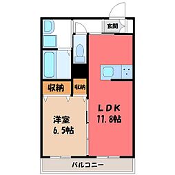 プラッツ宇都宮 1LDKの間取図画像