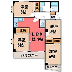 アルファーレジデンス簗瀬 4SLDKの間取図画像