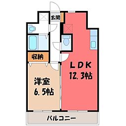 モアルミーネ 1LDKの間取図画像