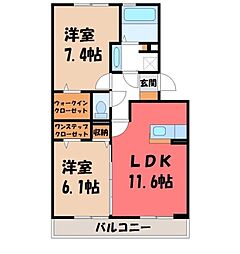 オ・ソレイユ2 2LDKの間取図画像