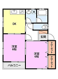 ロジュマン和泉 2DKの間取図画像