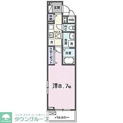 東武野田線 七里駅 徒歩2分の賃貸アパート 3階1Kの間取り