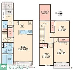 東武野田線 大和田駅 徒歩22分の賃貸テラスハウス 1階3LDKの間取り