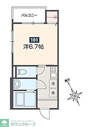 ボヌール指扇 2階1Kの間取り