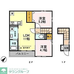 エトワール西大宮 2階2LDKの間取り