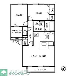 JR埼京線 大宮駅 徒歩38分の賃貸アパート 1階2LDKの間取り