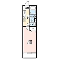 ジュネ北上尾 1階1Kの間取り