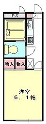 レオパレスシャトーエグゼ 2階1Kの間取り