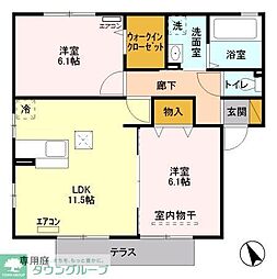 ウィステリア　Ｂ 1階2LDKの間取り
