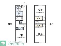 レオパレスシャルマン 1階2DKの間取り