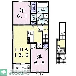 メゾン　ド　ソレイユII 2階2LDKの間取り