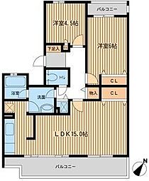 セレーノ大宮C棟 2LDKの間取図画像