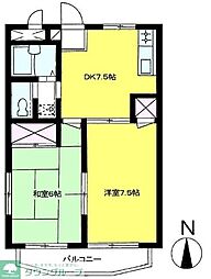 リードヒルK 2DKの間取図画像