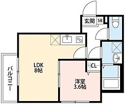 T.Aさいたま市北区大成町4丁目3B棟 1LDKの間取図画像