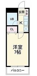 エスポアール・大成 1Kの間取図画像