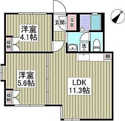 グリーンスポット 2LDKの間取図画像