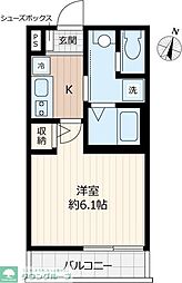 クリストール 1Kの間取図画像