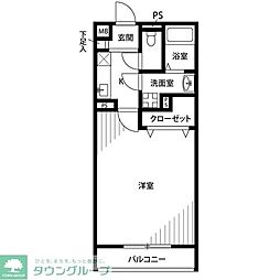 アムールロワ 1Kの間取図画像
