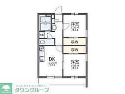 レオパレスドミールA館 2DKの間取図画像