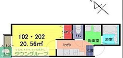 グランウッド上尾 1Kの間取図画像