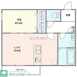 ジーメゾン東岩槻フェリシア 1LDKの間取図画像