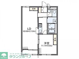 レオパレスヴィラこもれび 1LDKの間取図画像