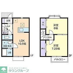 プチエトワールB棟 2LDKの間取図画像