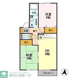 メゾンドール弐番館 2DKの間取図画像
