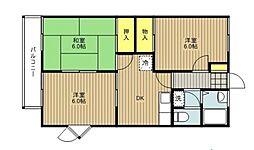 グランハイム宮沢E 3DKの間取図画像