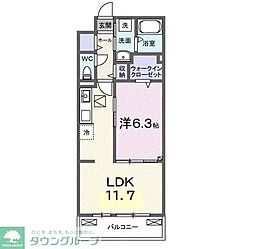 熊谷市久下1丁目アパート 1LDKの間取図画像