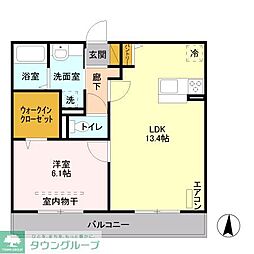 I.ヴィレッジSOUTH 1LDKの間取図画像