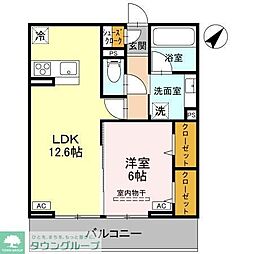 熊谷市万平町1丁目アパート 1LDKの間取図画像