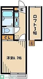 レオパレススター2 1Kの間取図画像