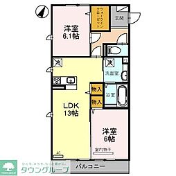 グランジュネス 2LDKの間取図画像