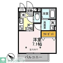 シャルマン 1Kの間取図画像