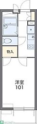 レオパレス万平 1Kの間取図画像