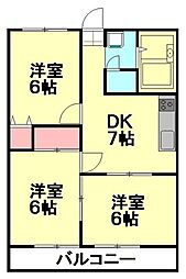 アーバン赤熊A 3DKの間取図画像